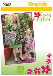 2062 SIMPLICITY DAISY KINGDOM BANDED DRESS, BAG PATTERN MS 6-24, KID 3-8